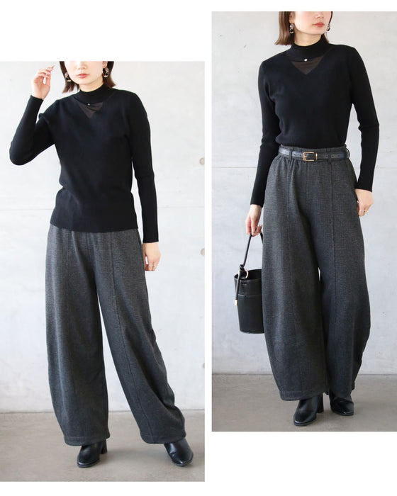 きれいめと抜け感が叶うシアー切替上品ニット