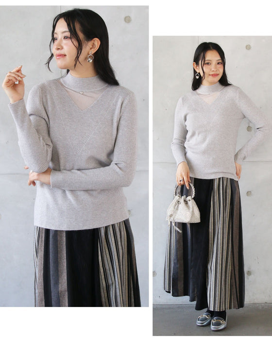 きれいめと抜け感が叶うシアー切替上品ニット