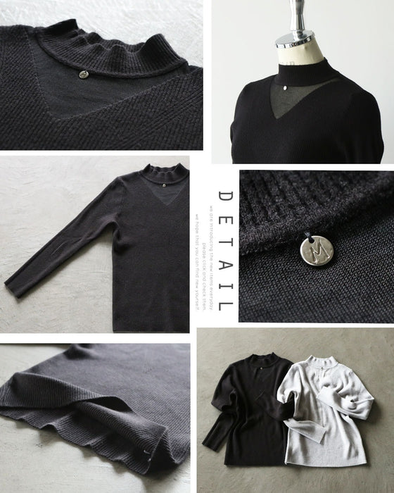 きれいめと抜け感が叶うシアー切替上品ニット