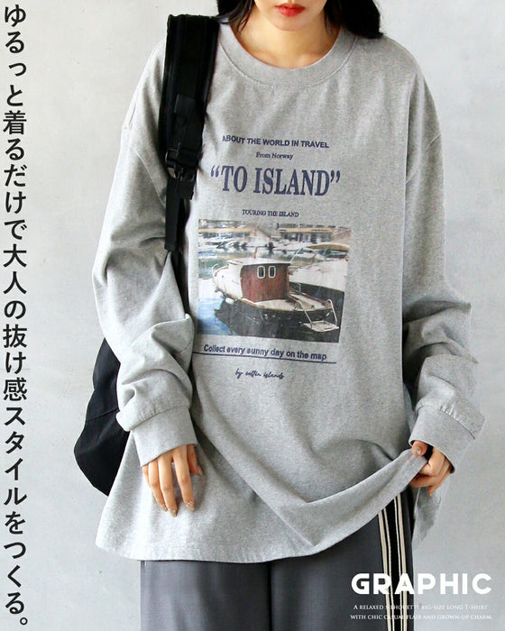 ゆるっと着るだけで大人の抜け感スタイルをつくる。 ロゴグラフィックロンT