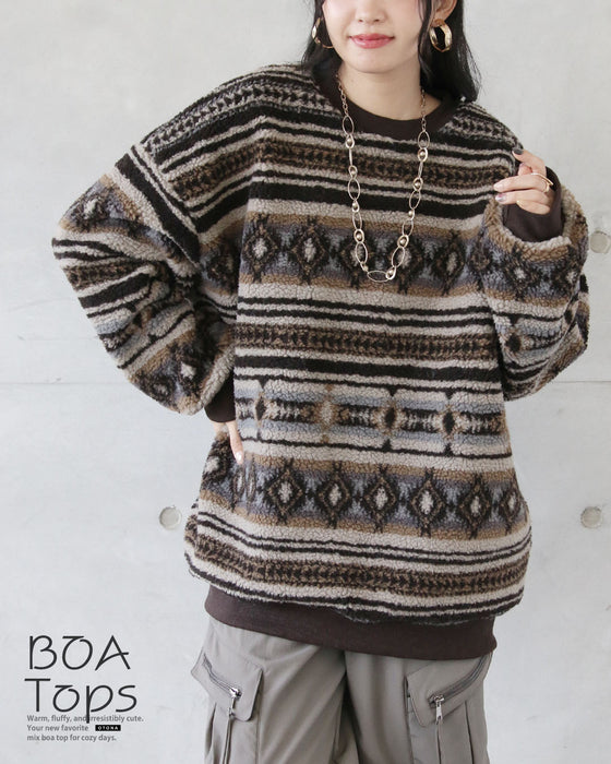 アウターいらず 裏起毛×ボアの超暖トップス