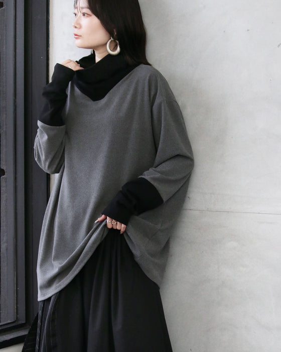 1枚でもサマになるバイカラー とろもち抜け感トップス