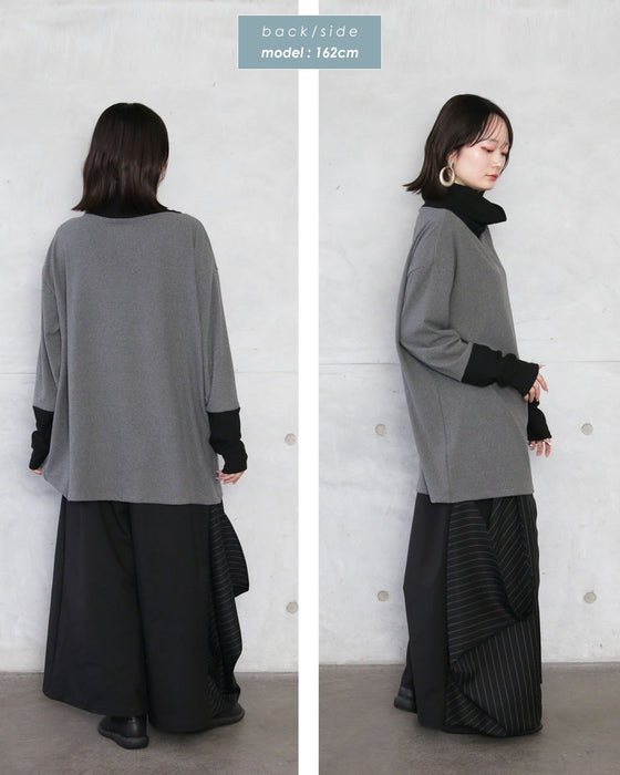 1枚でもサマになるバイカラー とろもち抜け感トップス