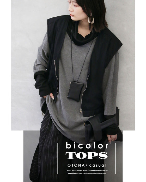 1枚でもサマになるバイカラー とろもち抜け感トップス