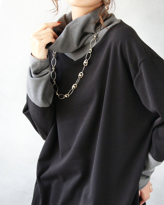 1枚でもサマになるバイカラー とろもち抜け感トップス