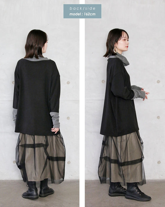 1枚でもサマになるバイカラー とろもち抜け感トップス