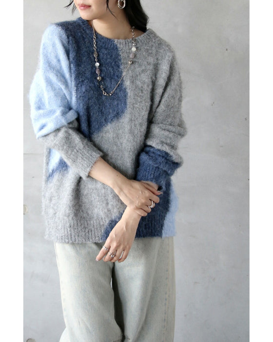 着るだけで映える ゆるっとふんわり配色ニット