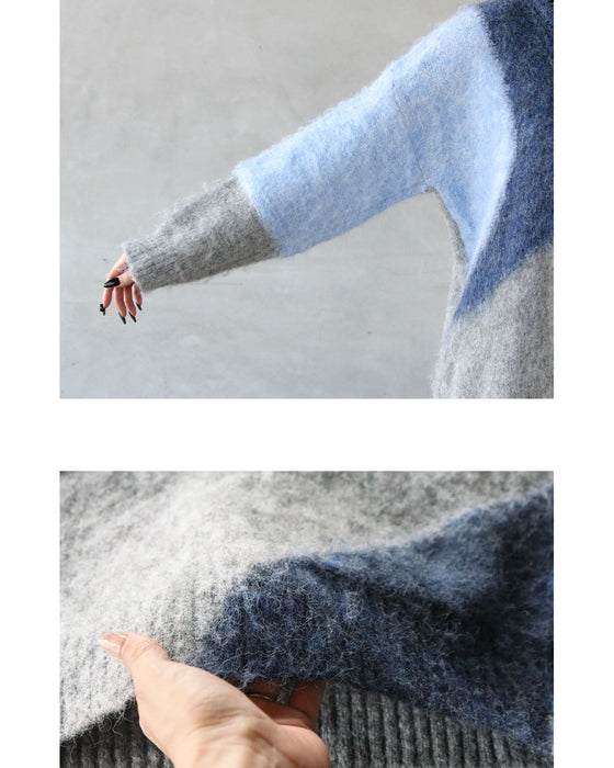 着るだけで映える ゆるっとふんわり配色ニット