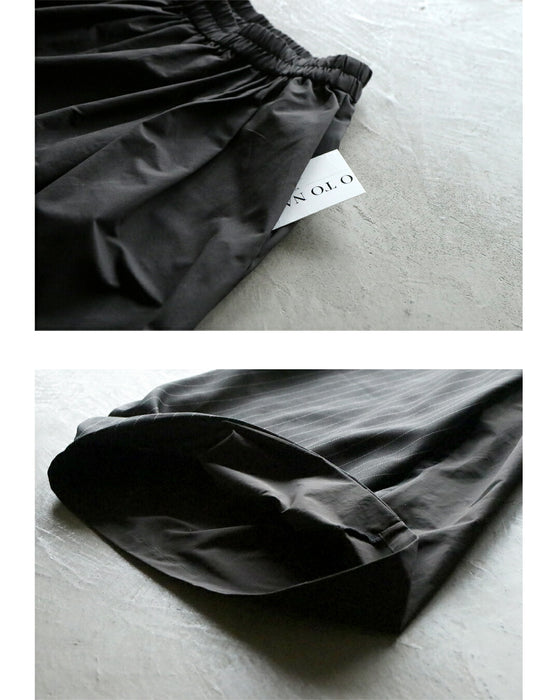 ゆるっと変形モード 異素材ストライプワイドパンツ