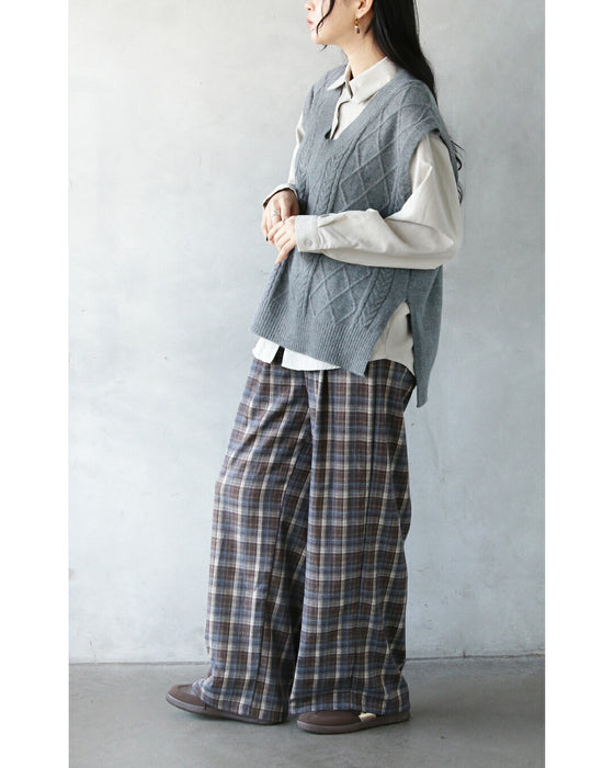 着映える大人の万能セット ケーブルベスト×シャツ2点セット