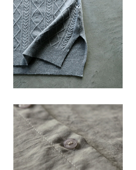 着映える大人の万能セット ケーブルベスト×シャツ2点セット