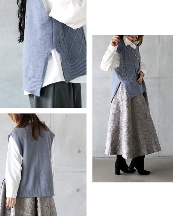 着映える大人の万能セット ケーブルベスト×シャツ2点セット
