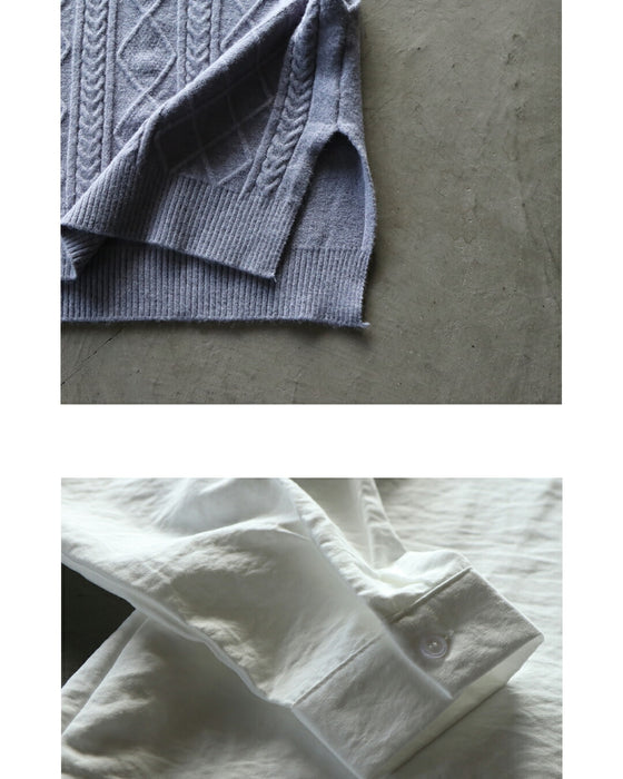 着映える大人の万能セット ケーブルベスト×シャツ2点セット