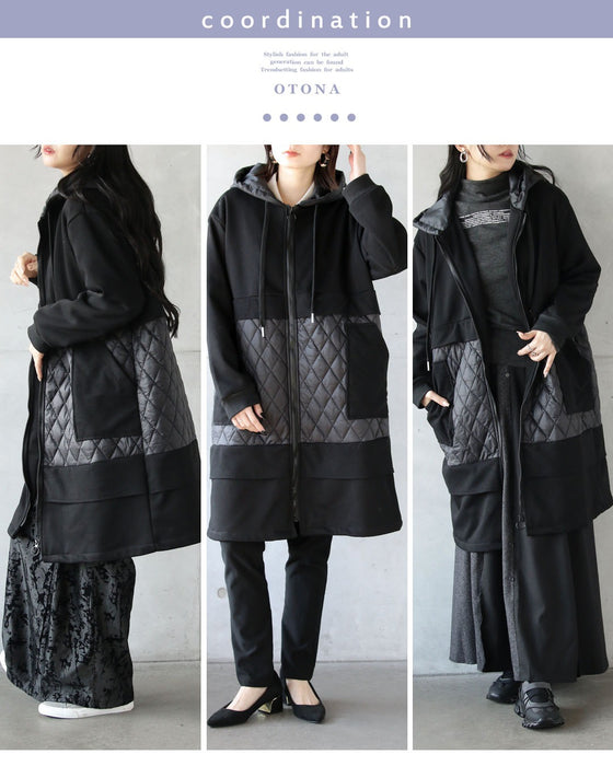 羽織った瞬間 ふわもち裏微起毛 キルティング切替コート