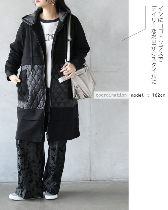 羽織った瞬間 ふわもち裏微起毛 キルティング切替コート