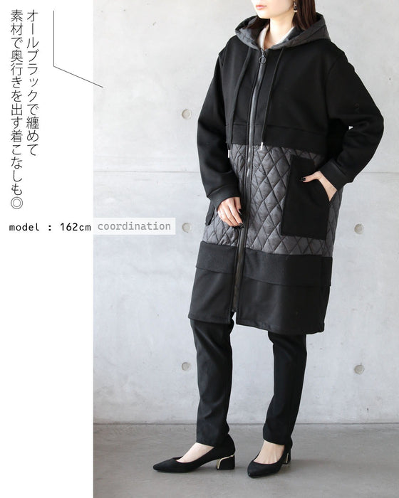 羽織った瞬間 ふわもち裏微起毛 キルティング切替コート