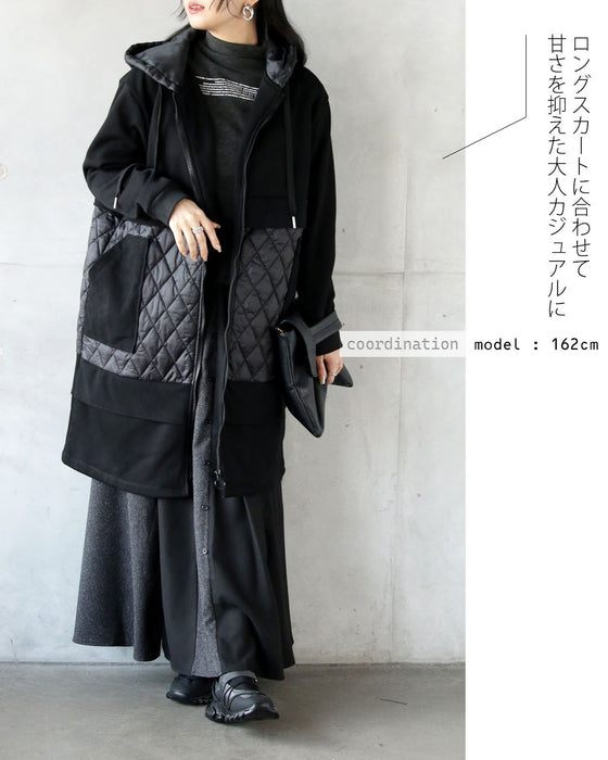 羽織った瞬間 ふわもち裏微起毛 キルティング切替コート