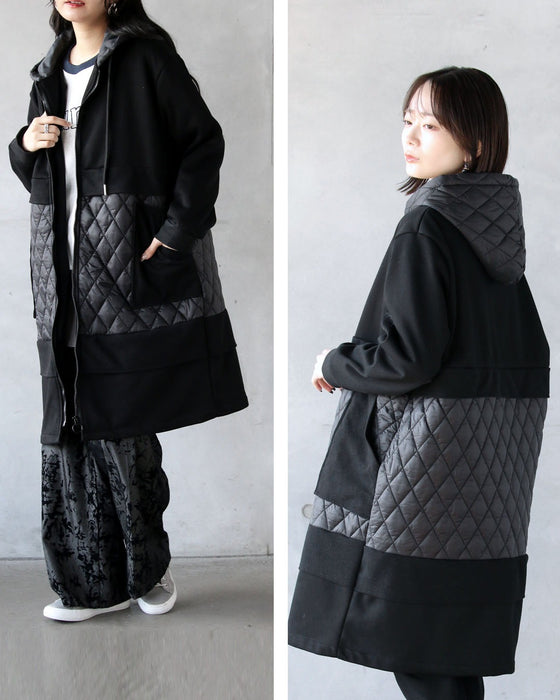羽織った瞬間 ふわもち裏微起毛 キルティング切替コート