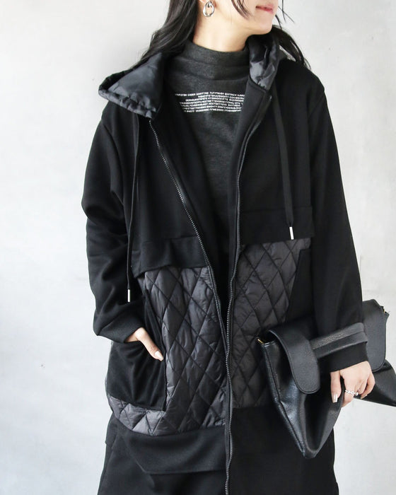 羽織った瞬間 ふわもち裏微起毛 キルティング切替コート