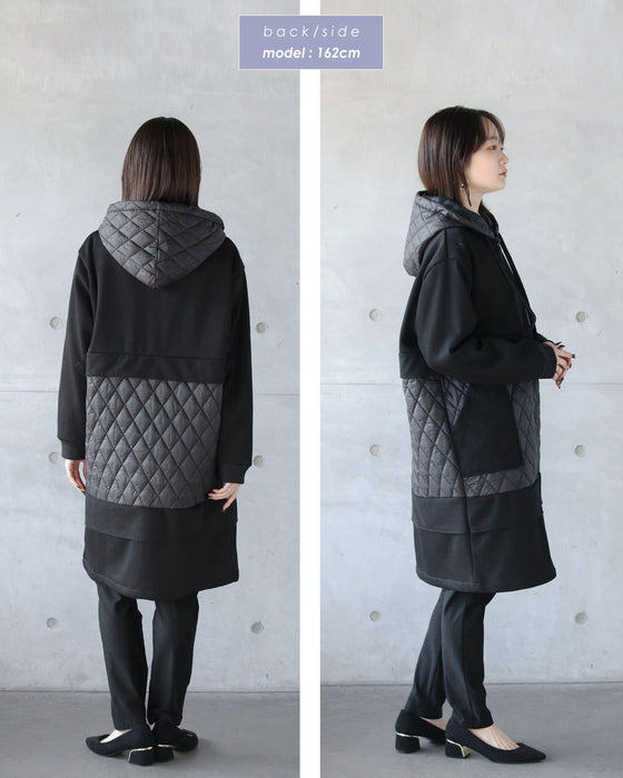 羽織った瞬間 ふわもち裏微起毛 キルティング切替コート
