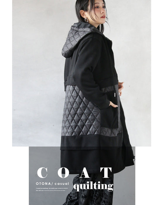羽織った瞬間 ふわもち裏微起毛 キルティング切替コート