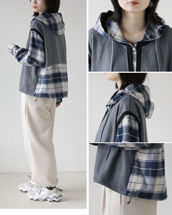 一枚でラフに映える。異素材レイヤード風トップス