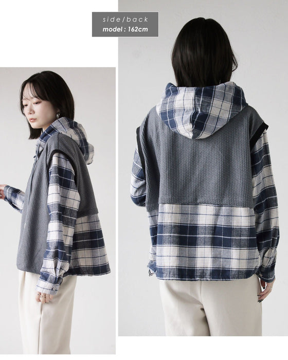 一枚でラフに映える。異素材レイヤード風トップス