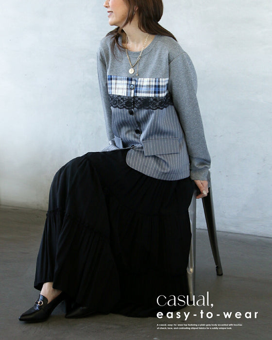 品よく大人可愛いを叶える異素材ミックストップス