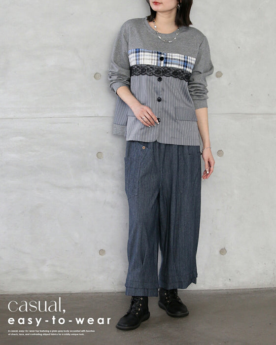 品よく大人可愛いを叶える異素材ミックストップス