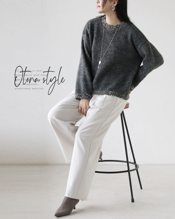 ミックスカラーが効いた、大人のふわモコニット