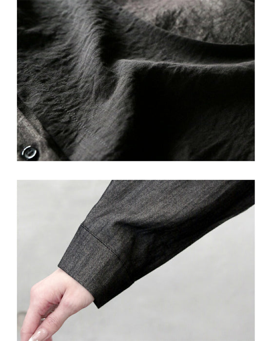 一枚でクールにキマル異素材ドッキングが効いたモードなシャツワンピース