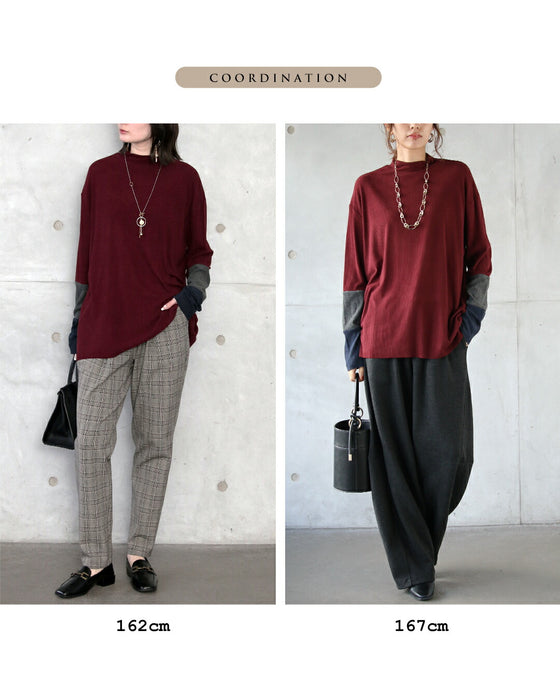 “効かせ配色”でラフに洒落る配色カラーニットソー