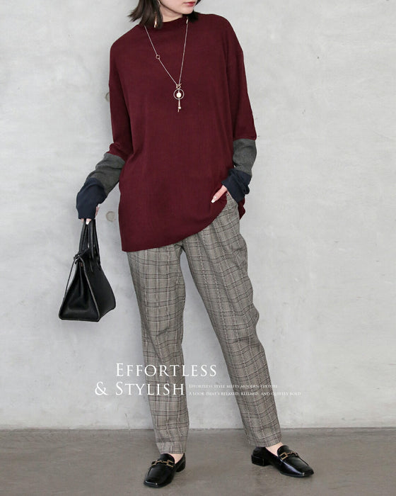 “効かせ配色”でラフに洒落る配色カラーニットソー