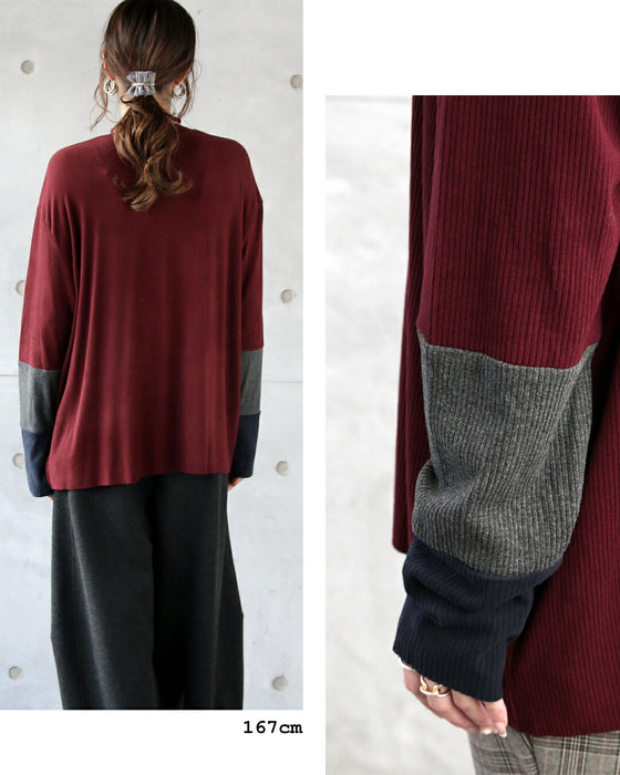 “効かせ配色”でラフに洒落る配色カラーニットソー