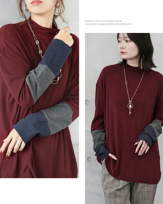 “効かせ配色”でラフに洒落る配色カラーニットソー