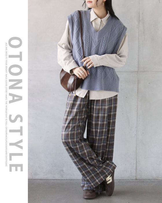 コーデがこなれる大人のチェック柄ワイドパンツ