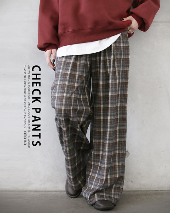 コーデがこなれる大人のチェック柄ワイドパンツ