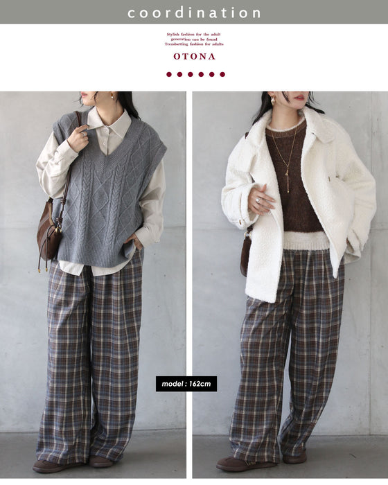 コーデがこなれる大人のチェック柄ワイドパンツ