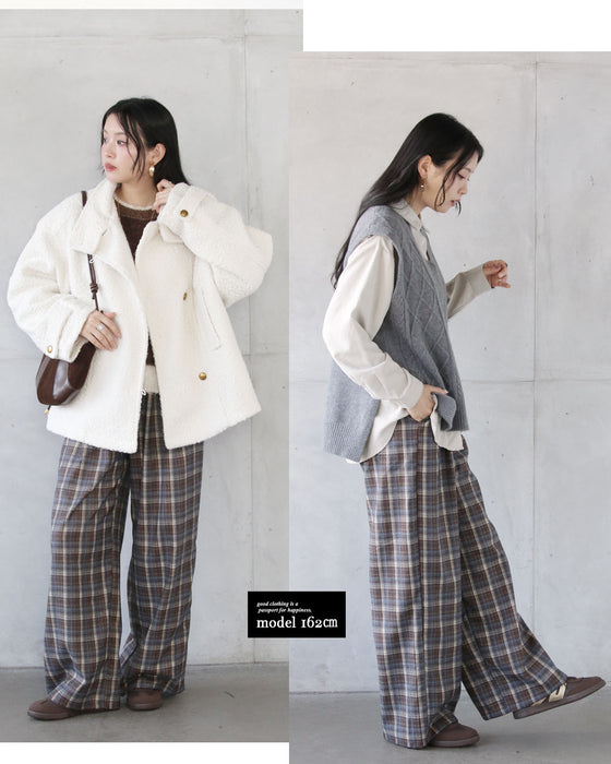 コーデがこなれる大人のチェック柄ワイドパンツ