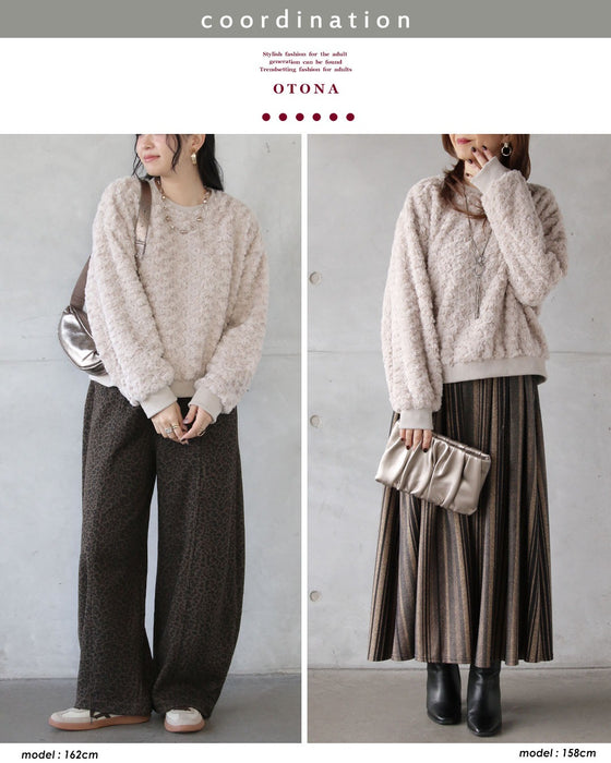 ローズ調ファーで品良くこなれる フェイクファートップス