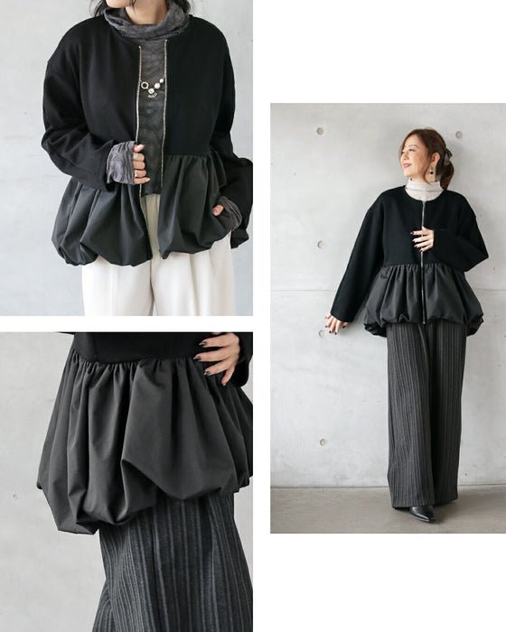 モードの中に大人の甘さ ペプラムバルーンでひとクセ可愛い軽アウター