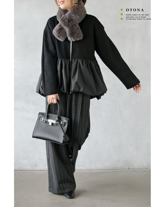 モードの中に大人の甘さ ペプラムバルーンでひとクセ可愛い軽アウター