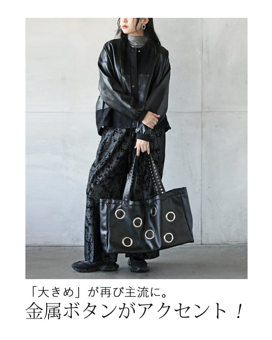 洒落てるBIG SIZE 金属ボタンビッグバッグ