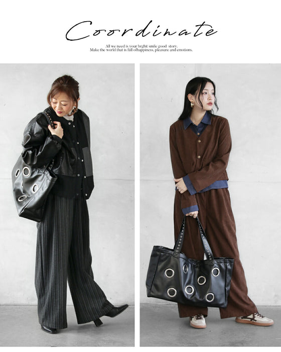 洒落てるBIG SIZE 金属ボタンビッグバッグ