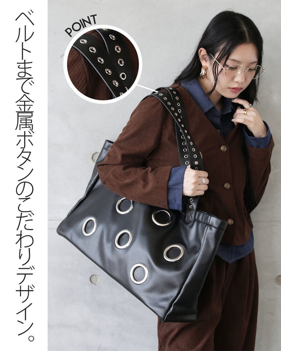 洒落てるBIG SIZE 金属ボタンビッグバッグ