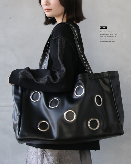 洒落てるBIG SIZE 金属ボタンビッグバッグ