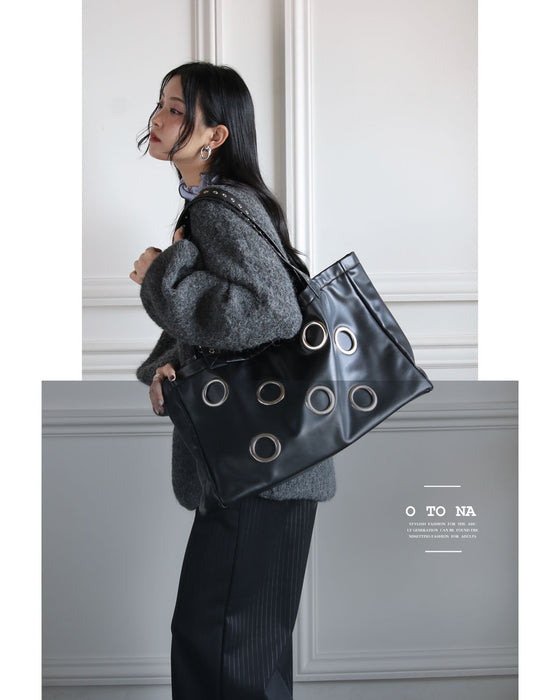 洒落てるBIG SIZE 金属ボタンビッグバッグ