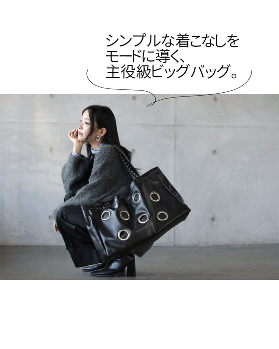洒落てるBIG SIZE 金属ボタンビッグバッグ