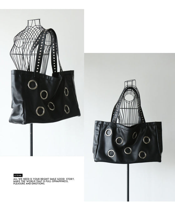 洒落てるBIG SIZE 金属ボタンビッグバッグ