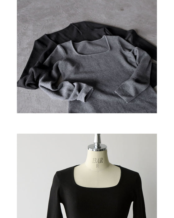 コーデが垢抜ける冬のインナー デコルテ映えスクエアネックニット